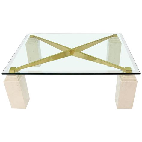 Glass Top Coffee Table With Tree Leg Base At 1stdibs Coffee Table Base For Glass Top Tree