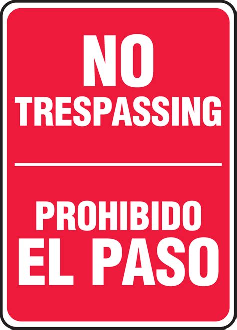 No Trespassing Bilingual Safety Sign Sbmatr539