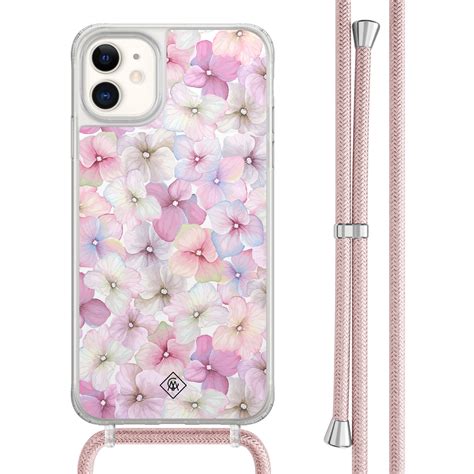 IPhone 11 Hoesje Met Rosegoud Koord Floral Hortensia Casimoda Nl