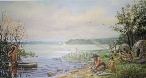 Mesolithic Fishing Camp On The Shores Of A Lake In The Vicinity Of