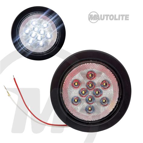 LED Redonda Trasera Para Camiones RETROCESO Luz Blanca 4 Pulgadas