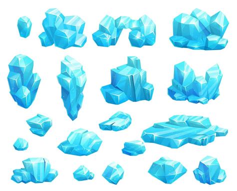 Cartoon frozen ice crystals and icicles, blocks 23554821 Vector Art at ...