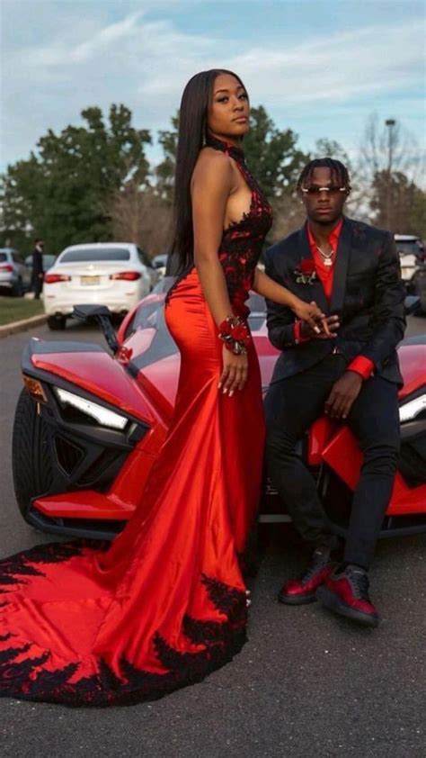 Red And Black Prom Dress Red Prom Suit Prom Photoshoot Black Lace