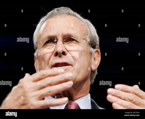 Outgoing Defense Secretary Donald H Rumsfeld Gestures While Speaking