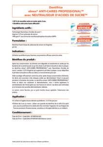 Dentifrice Elmex Anti Carie Professional Junior Fiche Produit