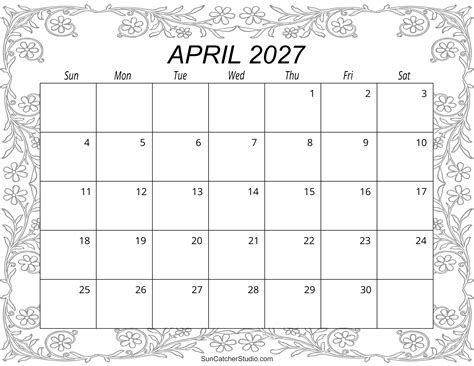 April 2027 Calendar Free Printable Diy Projects Patterns