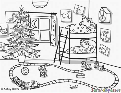 Coloriage Peppa Pig attend Noël - Sans Dépasser