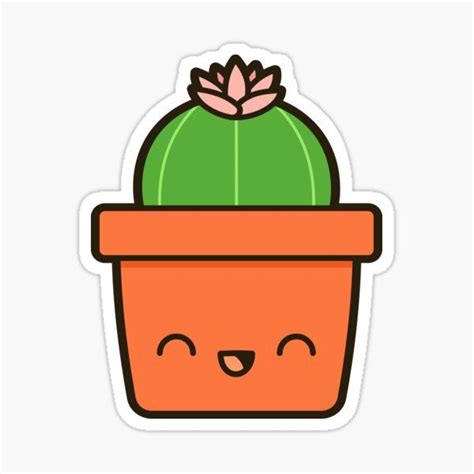 Cute Cactus In Purple Pot Sticker For Sale By Peppermintpopuk B C