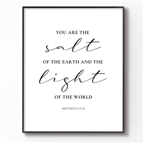 Salt And Light Matthew 5 13 16 Bible Verse Wall Art Printable Etsy