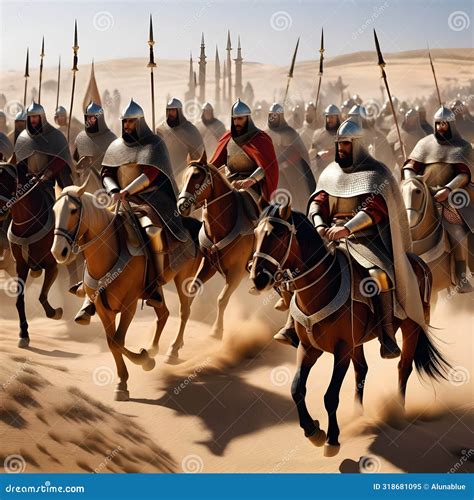 Crusader Knights Marching Through Desert Stock Image Image Of History