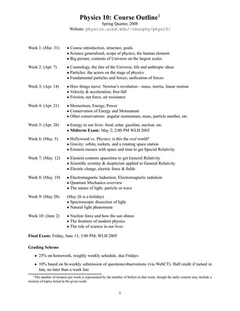 Physical Science Course Outline