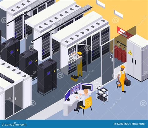 Data Center Isometric Composition Stock Vector Illustration Of