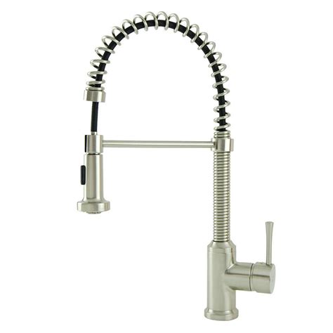 Italia Residential Single Handle Spring Coil Pull Down Sprayer Kitchen Faucet In Brushed Nickel