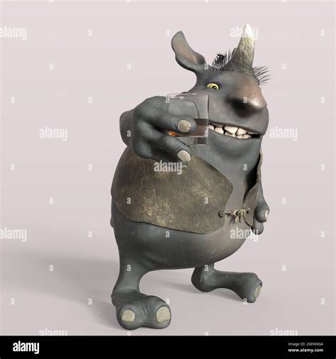 3d Illustration Of A Cute And Funny Cartoon Kobold Invitation To A