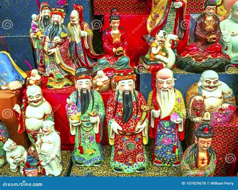 Chinese Replica Ceramic Buddhas Gods Panjuan Flea Market Beijin Stock Photo - Image of arts ...