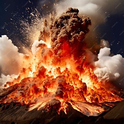 Premium AI Image | Catastrophic volcanic eruption and fire lava