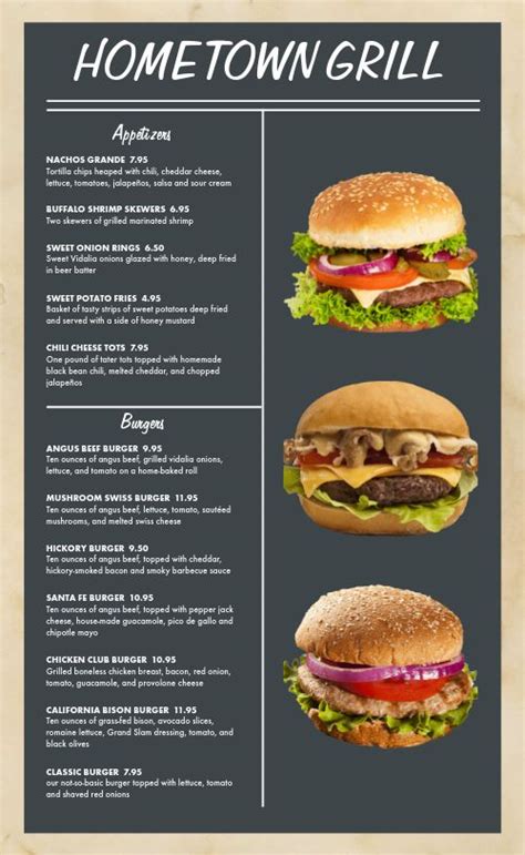 Hometown Grill Burger Menu Design Template By Musthavemenus