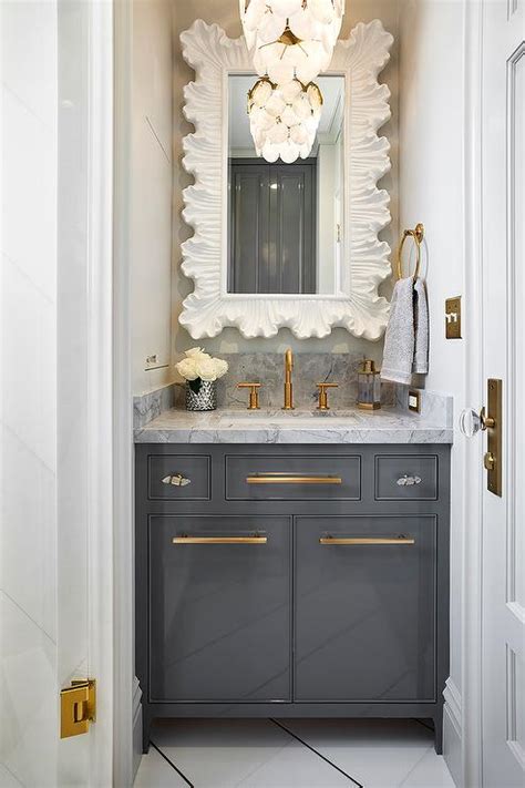 Light Gray Lacquered Bath Vanity Cabinets Contemporary Bathroom