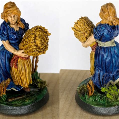 3D Print Of Peasant Woman With Sheaf By SimonSchwarzwald