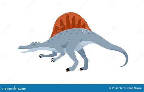 Profile Of Spinosaurus Dino With Fin Like Fan On Back Extinct Dinosaur