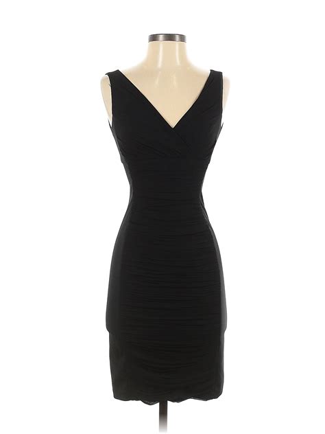 White House Black Market 100 Polyester Solid Black Cocktail Dress Size