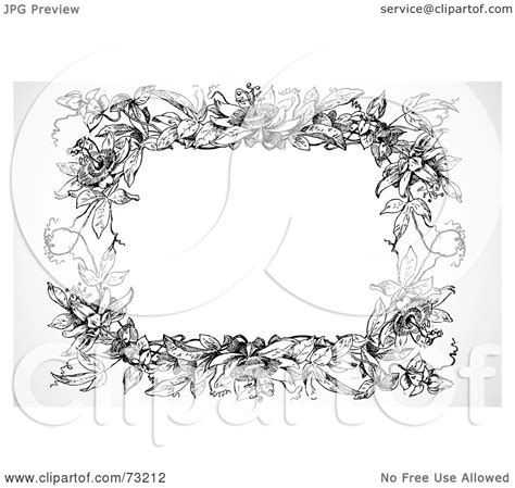 Royalty-Free (RF) Clipart Illustration of a Black And White Floral Border Or Frame - Version 2 ...