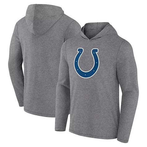 Men S Fanatics Branded Heather Gray Indianapolis Colts Primary Logo Long Sleeve Hoodie T Shirt