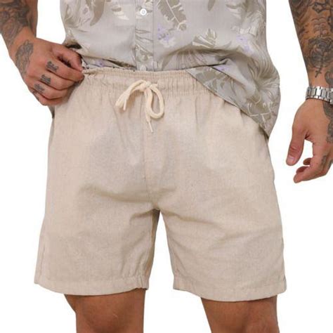 Short Linho Mauricinho Premium Masculino Bermuda Praia Verão TBasics