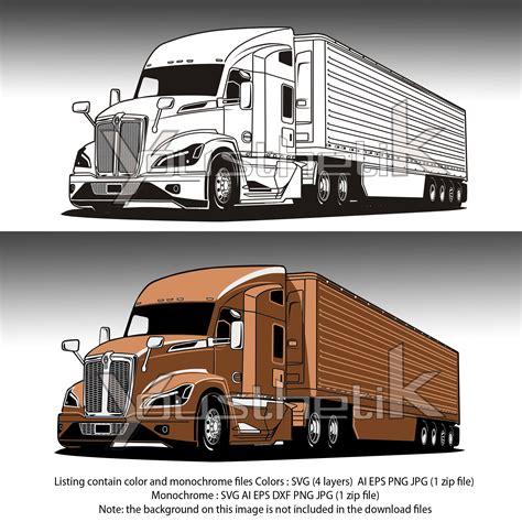 Kenworth Semi T680 With Trailer Svg Ai Eps Png  Color And Ai