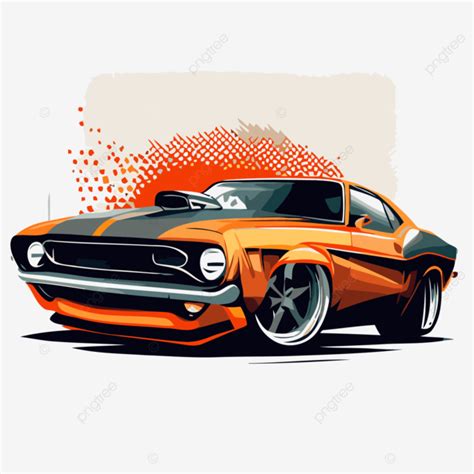 Muscle Car Vector Sticker Clipart Orange Muscle Car Silhouette Style