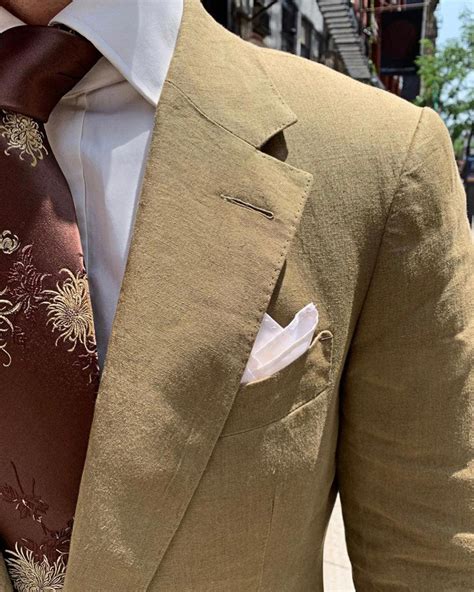 Mens Khaki Linen Suit Alberto Nardoni