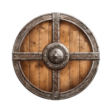 Viking Wooden Shield In Realistic Style Viking Weapons Colorful Png ...