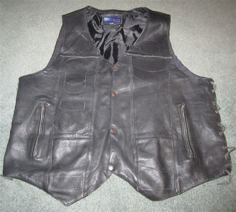 Vintage Vance Leather Black Motorcycle Vest Sz Xl Fr Gem