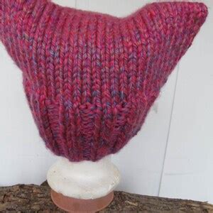Marled Hot Pink Blue Pussy Hat As Seen On SNL MURPHY BROWN Hand