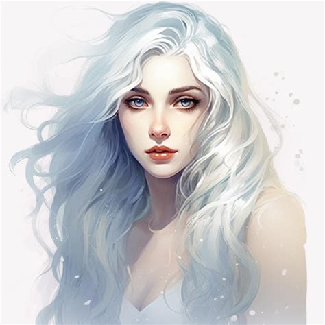 Premium Photo A Close Up Of A Woman With Long White Hair And Blue