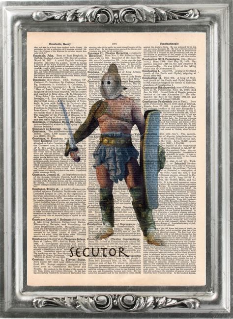 Ancient Rome Gladiator Secutor Antique Book Page Art Print