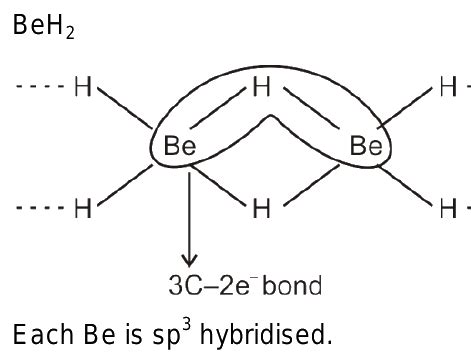 76 What is the hybridization of Be in BeH2which is polymeric?