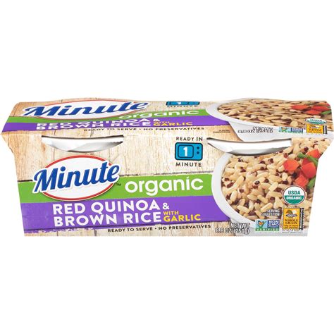 Minute Ready To Serve Organic Red Quinoa And Brown Rice With Garlic 2 4 4 Oz Cups