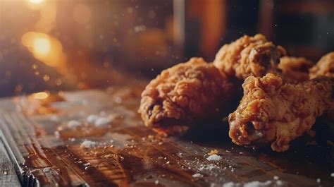 Premium Photo Fried Chicken Wings On Wooden Table Breaded Crispy