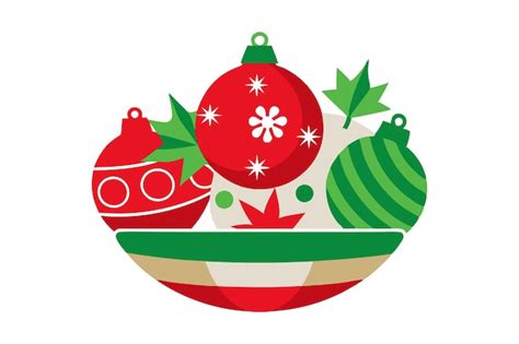 Red And Green Christmas Ornaments Premium Ai Generated Vector