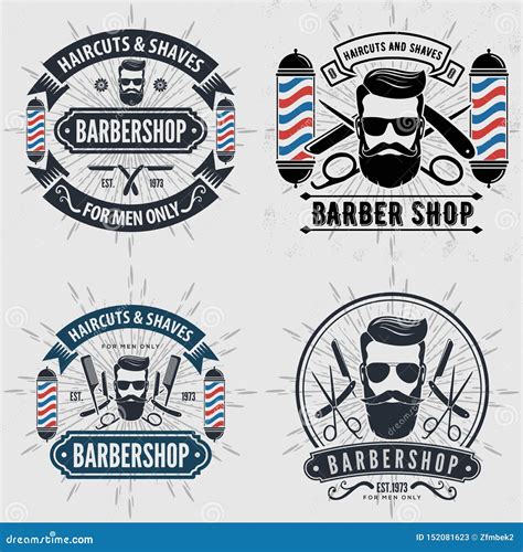 Fije De Los Logotipos O De Las Insignias De Barber Shop Del Vintage