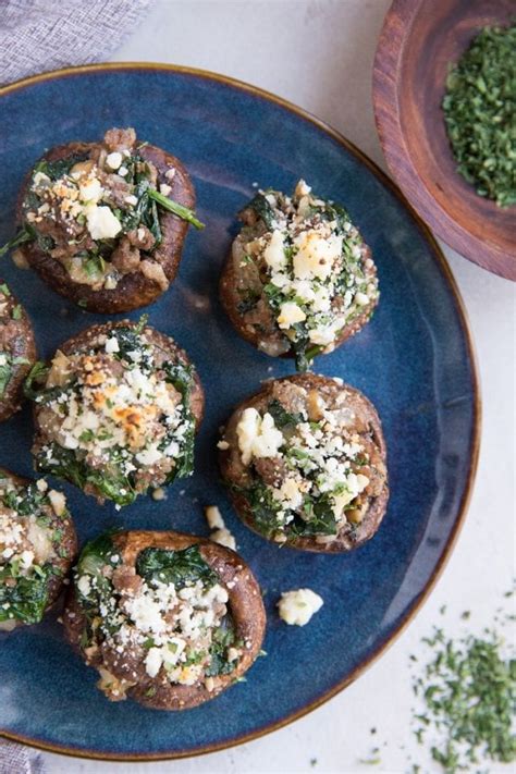 Ground Beef Feta Stuffed Mushrooms The Roasted Root