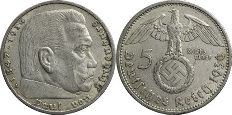 Drittes Reich Reichsmark A Hindenburg Kursm Nze Ss