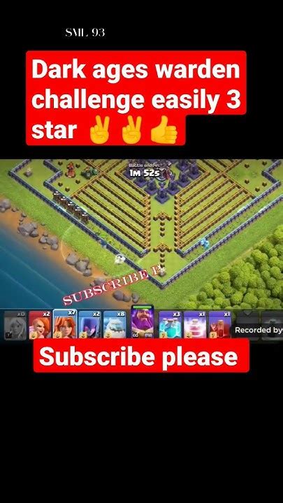 Easiest Way To Get 3 Star Dark Ages Warden Challenge ️ ️👍😁 Clash Of Clans Youtube