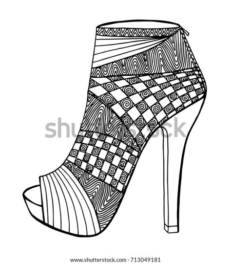 Hand Drawn Outline Ornamental High Heel Stock Vector Royalty Free