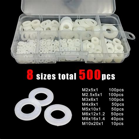 Pcs M M M M M M M M White Plastic Nylon Flat Washer Flat