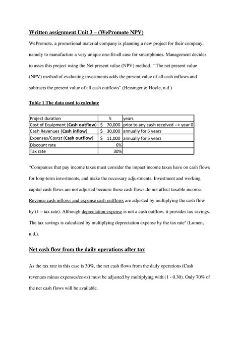 Net Present Value Npv Calculation For Wepromote S Smartphone Case