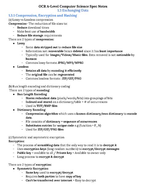 Ocr A Level Computer Science Spec Notes 13 Summarized Ocr A Level