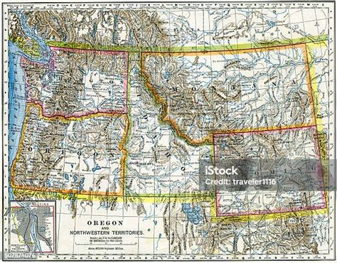 Northwestern United States Map 1883 Stock Photo Download Image Now