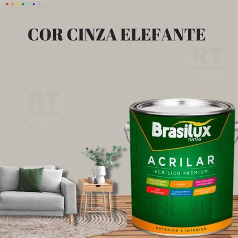 Tinta de Parede Acrílica Cor Cinza 3 2l Lavável Premium Antimofo